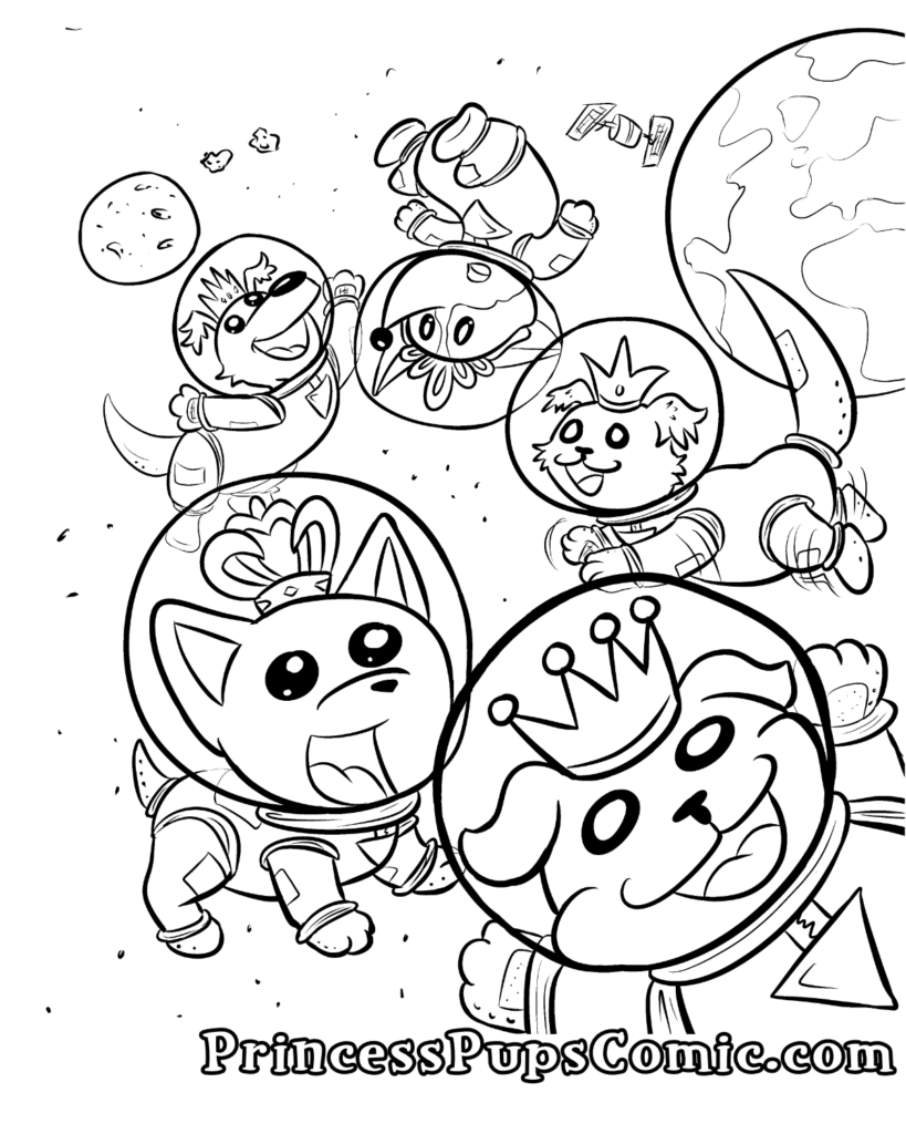 Princess With Dog Coloring Page